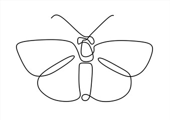 Minimalist Butterfly Line.  line icon-continuous line drawing. Editable stroke.