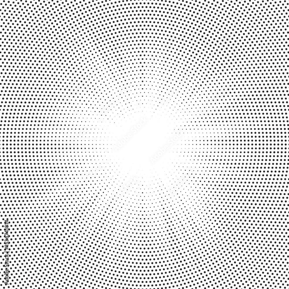 Poster Halftone gradient sun rays pattern. Abstract halftone vector dots background. monochrome dots pattern. Vector background in comic book style with sunburst rays and halftone. Retro pop art design.	