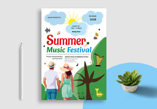 Unique Summer Music Fest Poster Template
