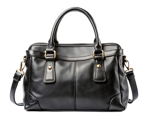 casual black leather women bag png file isolated on white background PNG,AI GENERATED