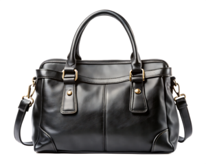 casual black leather women bag png file isolated on white background PNG,AI GENERATED