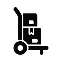Warehouse cart icon creatively designed in glyph style