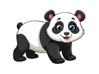 Cute cartoon panda standing playfully with a cheerful expression in a colorful, animated style