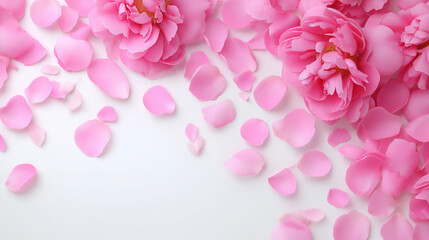 Delicate pink peony petals on a white background for floral arrangements