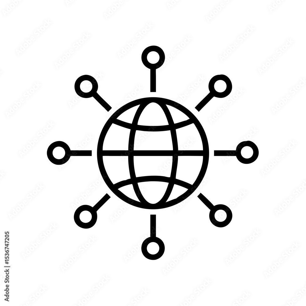 Poster global interconnectedness symbol illustrating digital networks and communication around the world