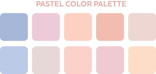 vector color palette, Pastel Color Palette, Trendy pallete of color. Cozy color pallete. Swatch summer candy shade tone, Pastel colors set 