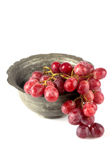 Red grapes in metal basket 