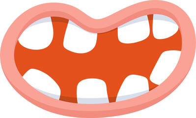 Diastema teeth cartoon illustration.