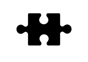 Black Connected Puzzle Piece Icon for Teamwork Solution Design