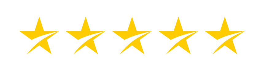 5 yellow stars. Five gold pointed stars