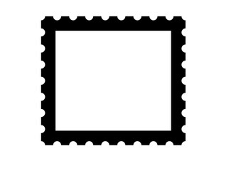 Black Postage Stamp Icon for Mail Collection Philately Design