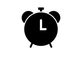 Black Alarm Clock Icon for Wake-Up Time Management Design