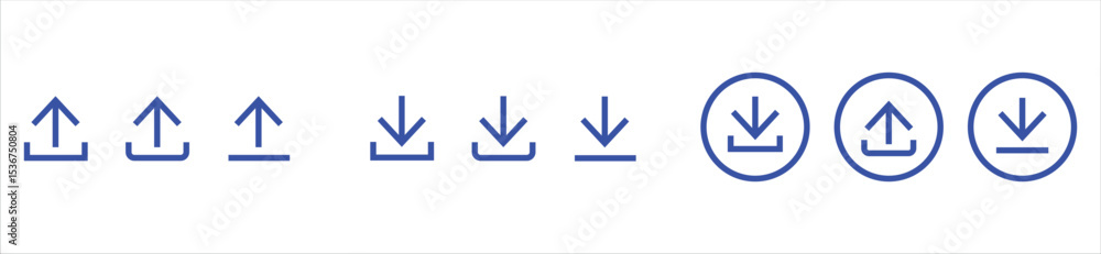 Wall mural download and upload icon buttons set. download and upload icon. files download and upload icons symb