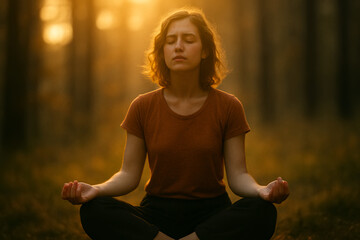Golden Hour Meditation in the Forest – Peaceful Sunrise Moment