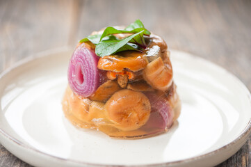 Terrine with milk cap mushrooms and red onion 