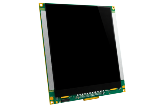 Modern electronic display panel with a blank screen isolated on a transparent background