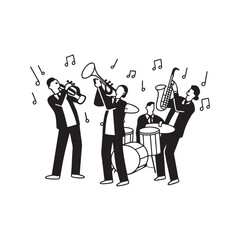 line art of American jazz band