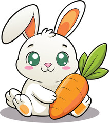 Adorable cartoon bunny holding a carrot