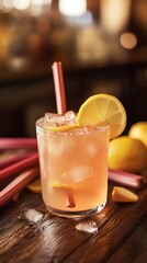 Rhubarb and lemon cocktail