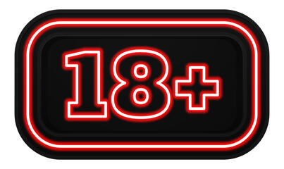 Neon 18+ age restriction sign
