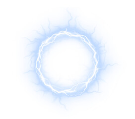 Abstract, set, magic, neon, and night form a glowing PNG ring. This electric portal crackles with lightning and energy, creating a transparent PNG Overlay for futuristic thunder or storm design themes