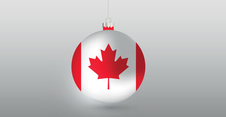 Canadian Flag Christmas Ornament Vector Isolated. Vector illustration of a Christmas bauble decorated with the Canadian flag.