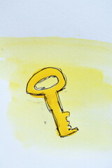 Yellow Key Illustration with Watercolor Effect