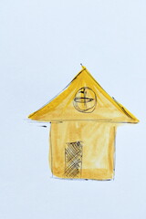 Hand-Drawn Yellow Arrow Illustration