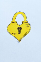 Yellow Heart-Shaped Padlock Illustration