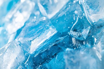 Obraz premium Close-Up of Frozen Ice Surface with Crystalline Fractures and Air Bubbles Captured in Soft Light – Ultra-Realistic Winter Cold Texture Without Words or People