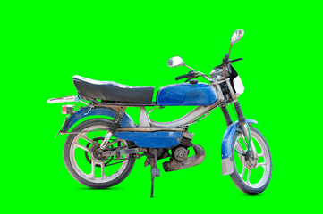 An old motorcycle and green background