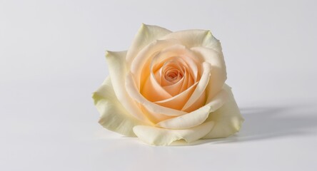 Fototapeta premium Single Rose Flower on White Background Elegant Bloom Close-up