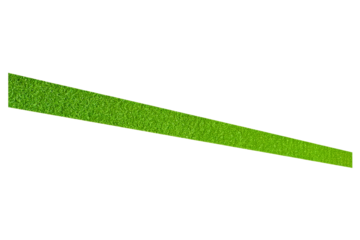Long rectangular strip of vibrant green artificial grass isolated on a transparent background
