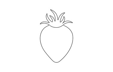 continuous one line art of strawberry fruit image. this icon is for a banner,  Vector illustration with continuous line drawing Strawberries, Single continuous line drawing. 