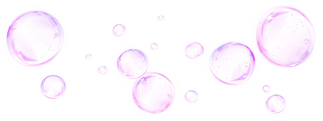 Transparent, watercolor, bubbles, purple, air float in this soft PNG. Glossy soap orbs with liquid shine create a transparent PNG Overlay, ideal for fun decorative designs or underwater illustration.
