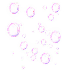 Transparent, watercolor, bubbles, purple, air float in this soft PNG. Glossy soap orbs with liquid shine create a transparent PNG Overlay, ideal for fun decorative designs or underwater illustration.