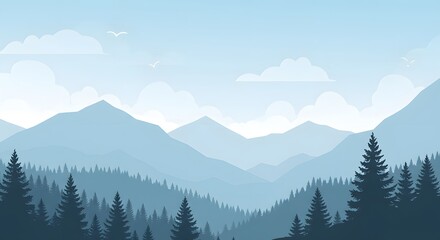  Daytime Mountain Vector with Clouds