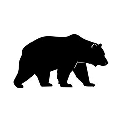 Fototapeta premium Minimalist Black Bear Silhouette on White Background. 