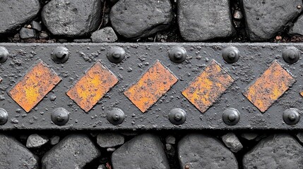 Rusty Metal Plate with Diamond Pattern