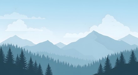  Daytime Mountain Vector with Clouds