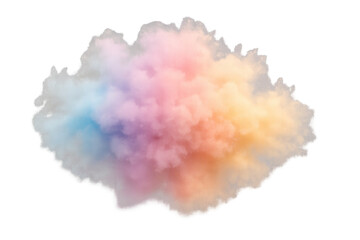 Fototapeta premium Vibrant, multicolored cloud floats against a transparent background, creating a dreamy and surreal atmosphere