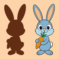 Fototapeta premium Cute Cartoon Bunny Holding a Carrot