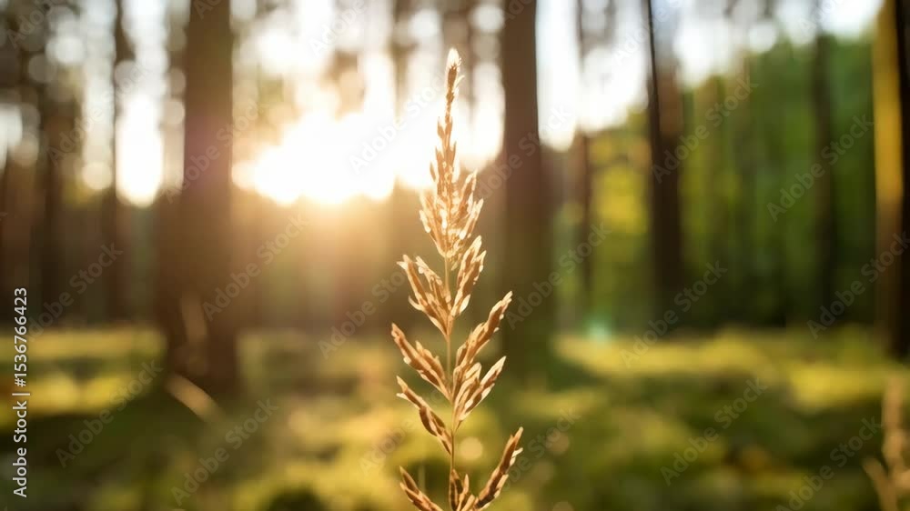 Poster sunlit grassy meadow with trees creating a serene forest scene during daytime with gentle sunlight a