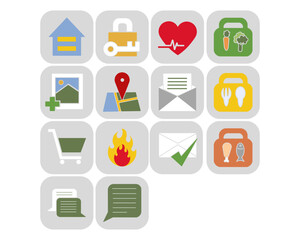 Flat Design Icons for Public Services and Daily Essential