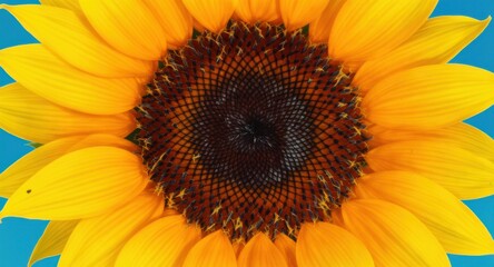 Obraz premium Close Up of Blooming Sunflower with Bright Yellow Petals