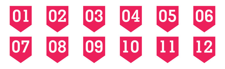 Simple Banner Bullet Points 1 to 12 vector
