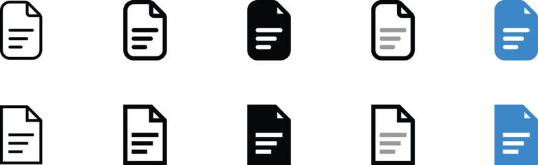 Set of Document Icons in Various Colors