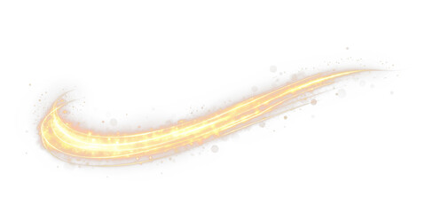 Light, line, curve, effect, gold motion form a glowing PNG swirl. Shiny wave sparkles with energy, shimmer, and gold, creating a transparent PNG Overlay for vibrant abstract luxury design.