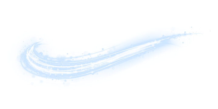 Twirling, line, spray, blue swirl in a flowing PNG stream. This glowing neon effect forms a transparent PNG Overlay, ideal for fast-moving technology, energy flow, or cyberspace design.