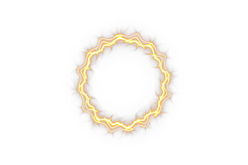 Gold, lightning, bolt, circle, and round energy twist into a glowing PNG. This intense plasma spark forms a transparent PNG Overlay, ideal for digital neon art, frame, storms, abstract power designs.